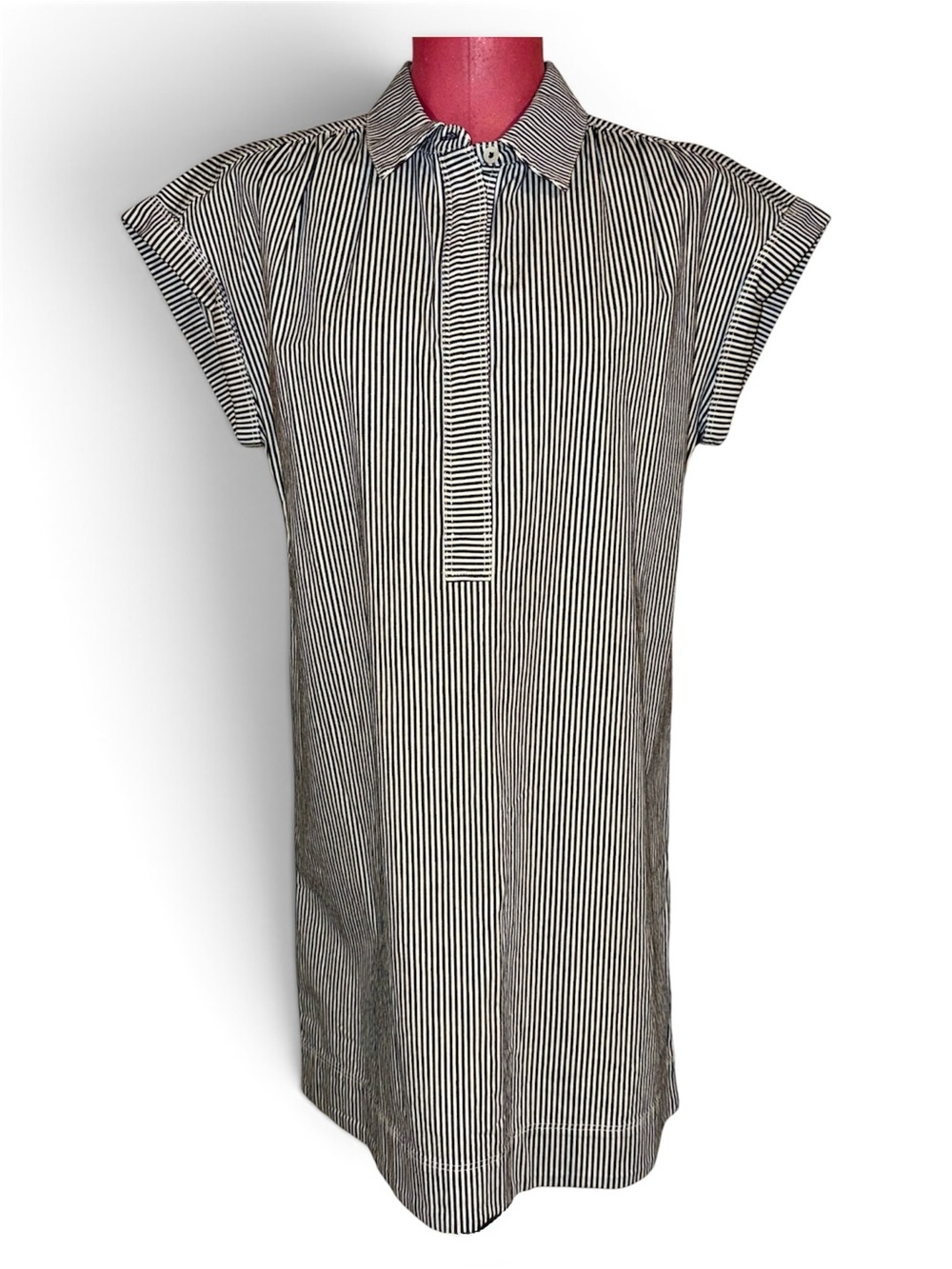 Vineyard Vines Shirt Dress, Size Small, Black & White Mini Stripe